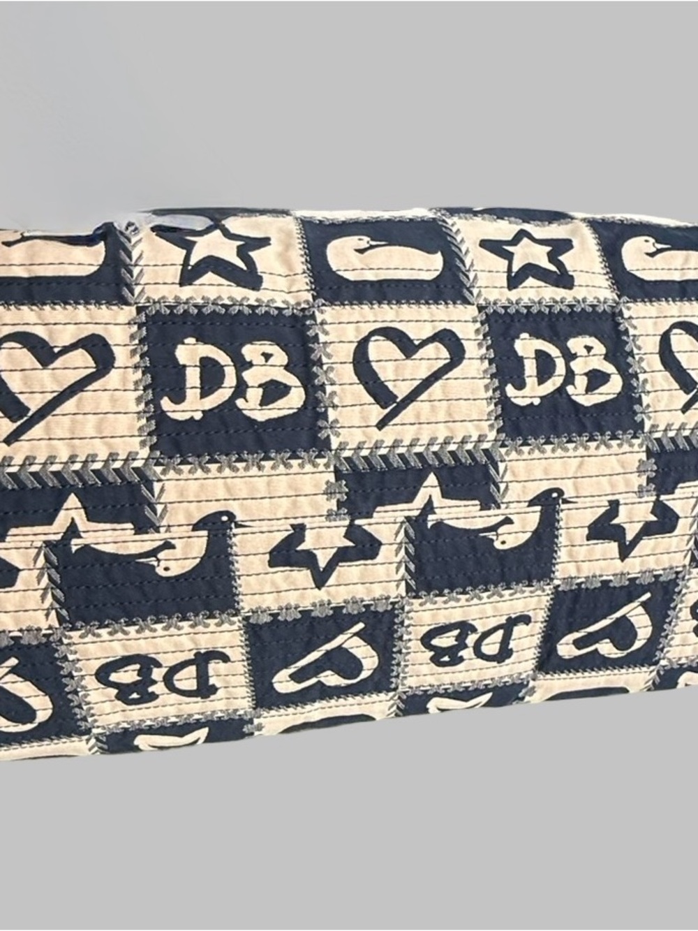 Vintage Y2K Dooney & Bourke Navy Patchwork Doodle Satchel - Picture 7 of 8